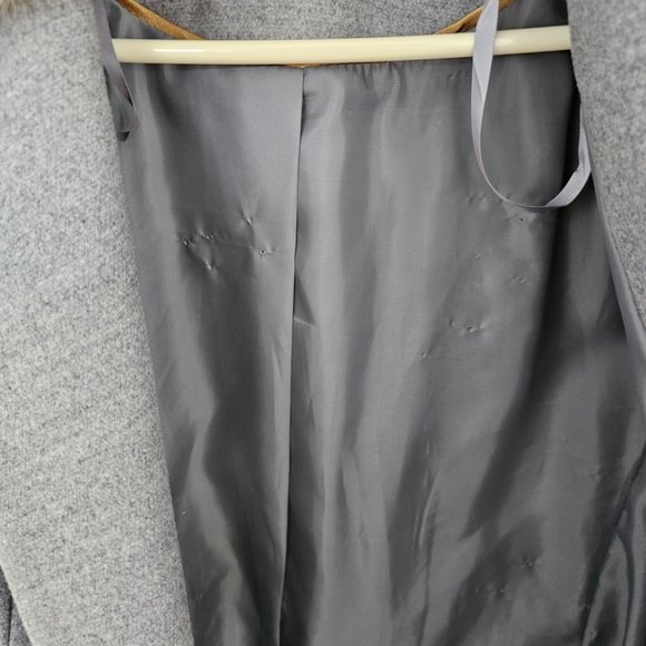 Topshop Grey Double Breasted Nancy Coat w/ Removable Faux Fur Collar 6 Like New - Picture 10 of 16